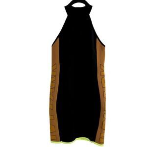 adidas x Ivy Park Logo Spellout Knit Bodycon Dress High Neck Halter Size Medium